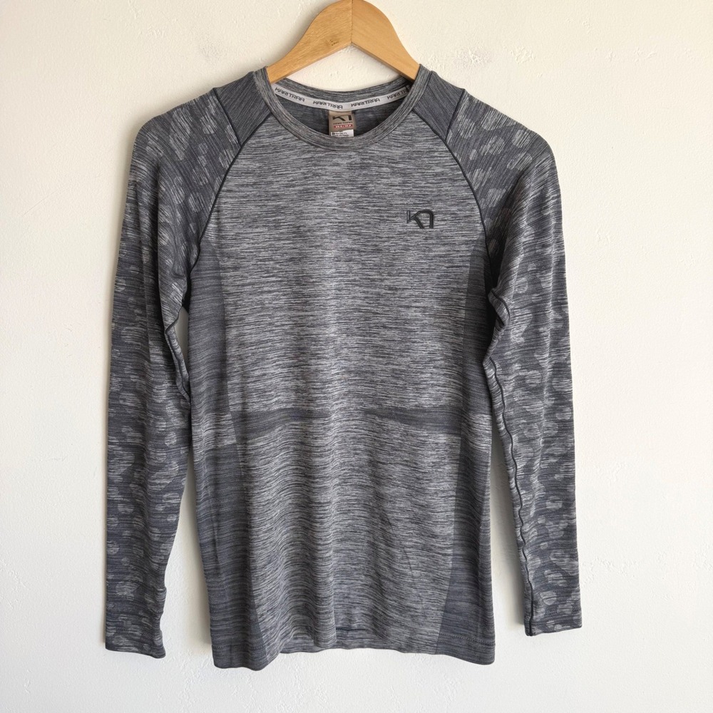 Kari Traa Marit Base Layer Top XS S Gray Seamless Thermal Ski Running Gorpcore